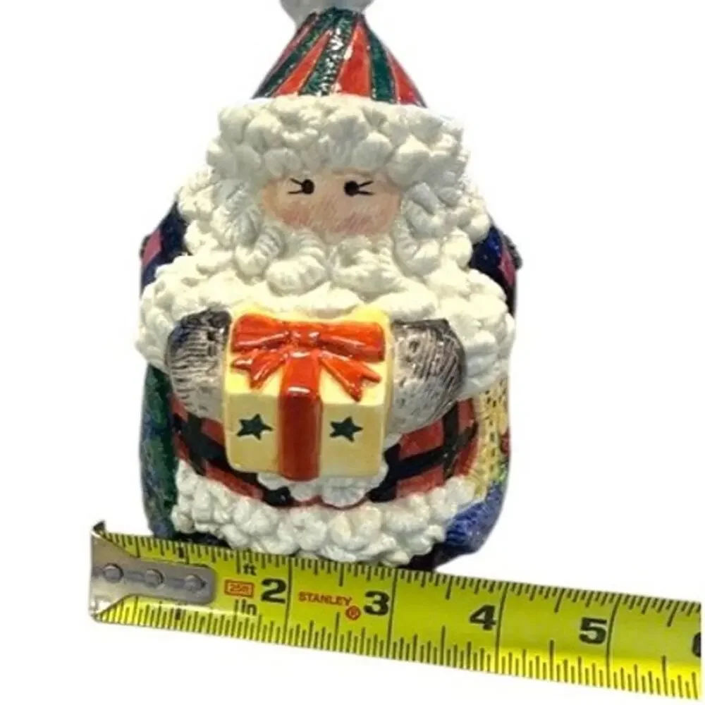 Fitz & Floyd Homespun Holidays Santa Cookie Jar & Lidded Box Set w Orig Boxes